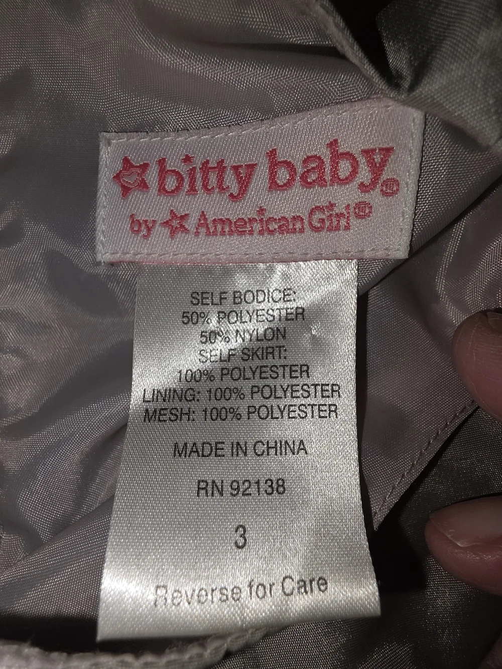 American Girl Bitty Baby Girl Twirly Tiered Dress Gray Pink Size 3 Toddler